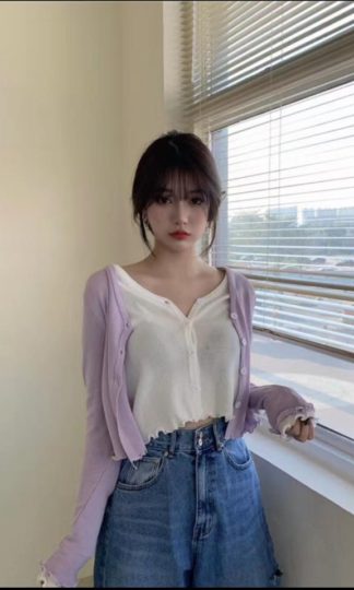 Fake V-Neck Two Pieced Cardigan