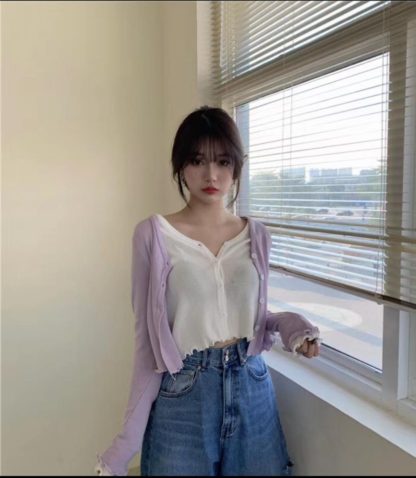 Fake V-Neck Two Pieced Cardigan